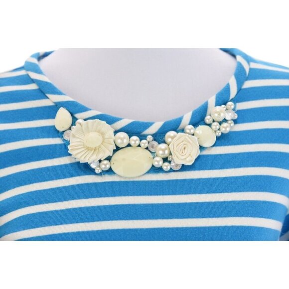 Susan Graver Sz XS Embellished Bib Pullover Sweatshirt Blouse Top Blue Striped - Picture 8 of 8